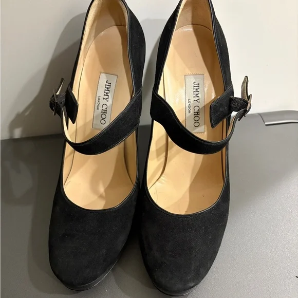 Jimmy Choo Black Suede Mary Jane Heels size 39 - Picture 2 of 11